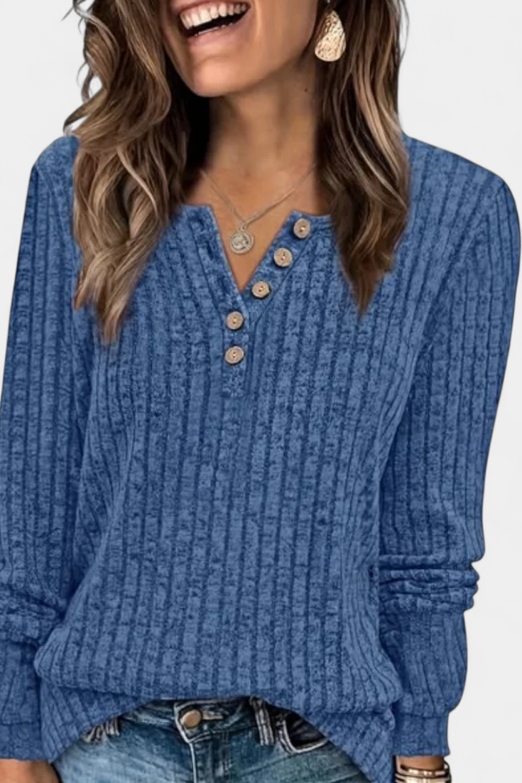 Pull à Boutons Birdie en Maille Côtelée