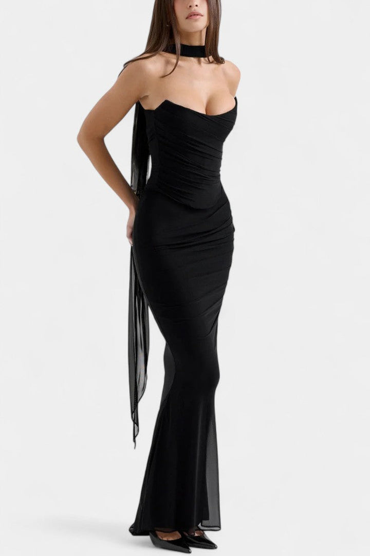Robe Maxi en Maille Blair avec Corset Froncé