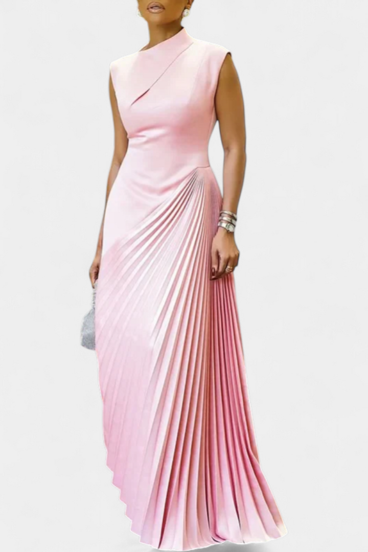 Elyna Robe Maxi Asymétrique Sans Manches avec Col Montant