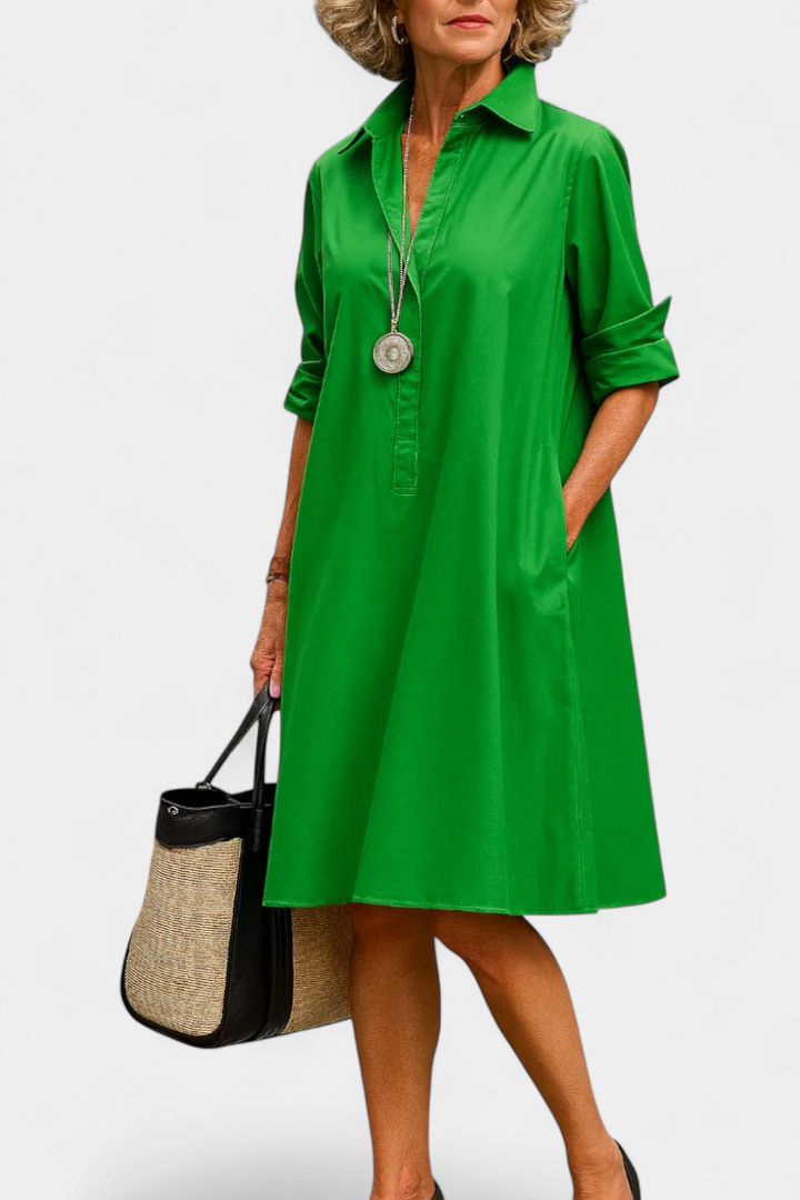 Robe Larissa en Coton avec Col Revers