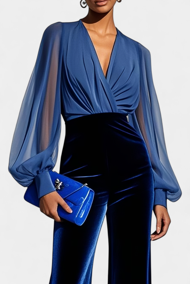 Analisse Mono à Décolleté en V avec Pantalon Large