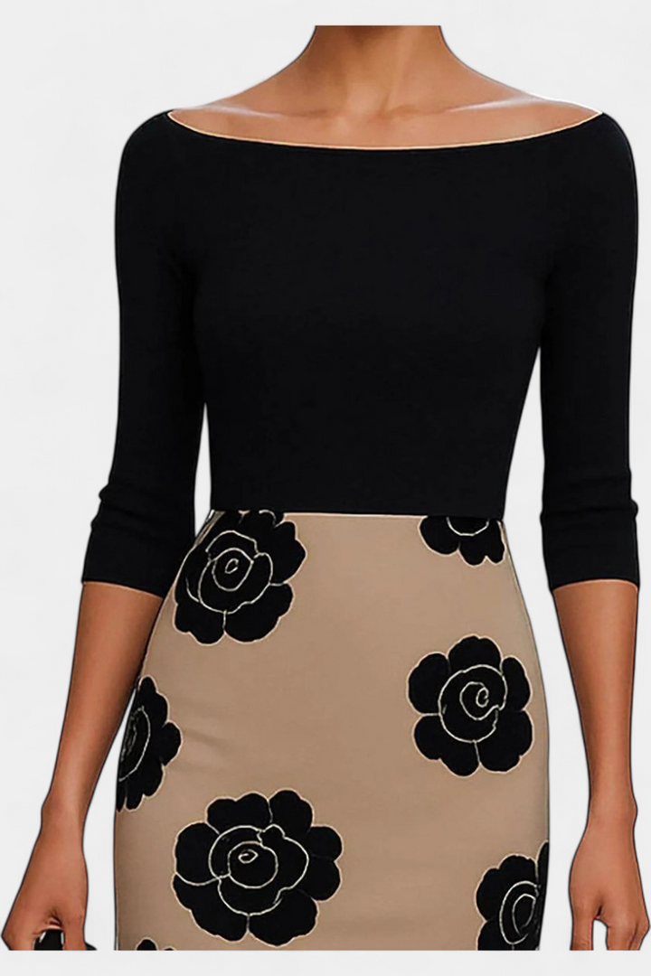 Robe Midi Halsey Élégance Contrastée