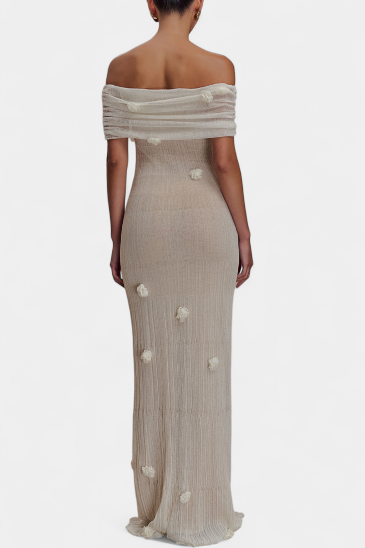 Barbara Robe Maxi en Tricot Off-Shoulder