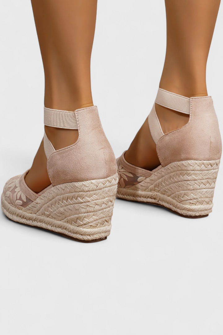 Sandales Orthopédiques Phylis avec Maille Florale et Plateforme à Talon