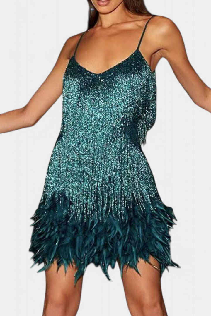 Robe Mini Sheril en Plumes