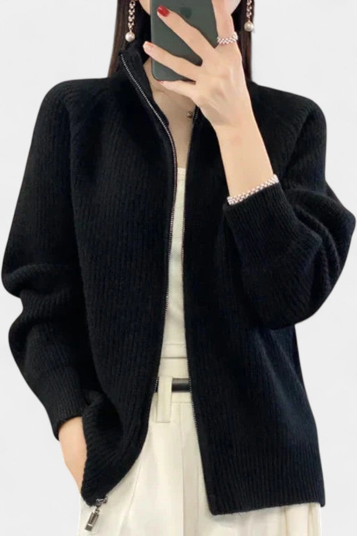Cardigan en Tricot Chelsea avec Fermeture Éclair
