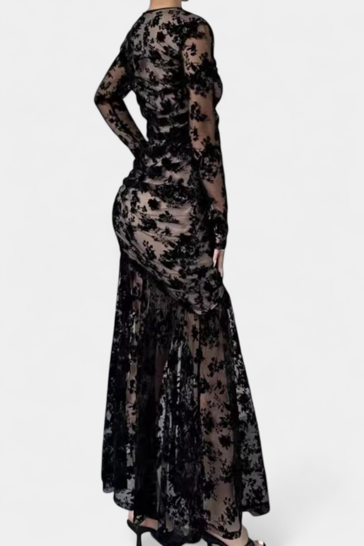 Robe Longue Florale Alvana à Col Rond