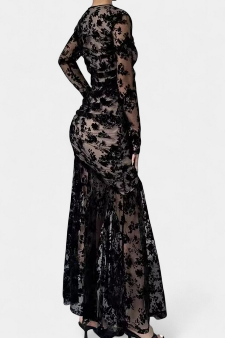 Robe Longue Florale Alvana à Col Rond