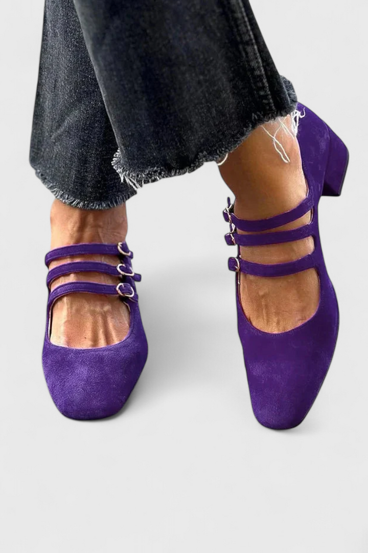 Evdokia Talons avec Multiples Ceintures et Bout Carré