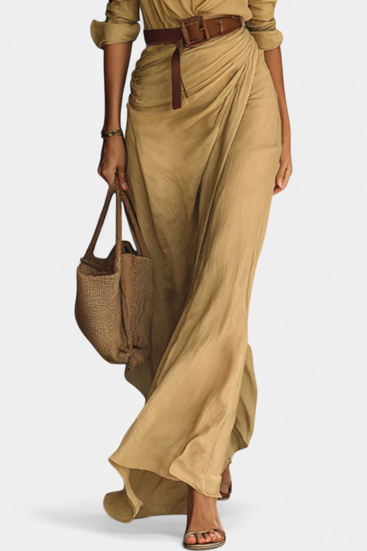 Robe Maxi Souline avec Col et Manches Longues