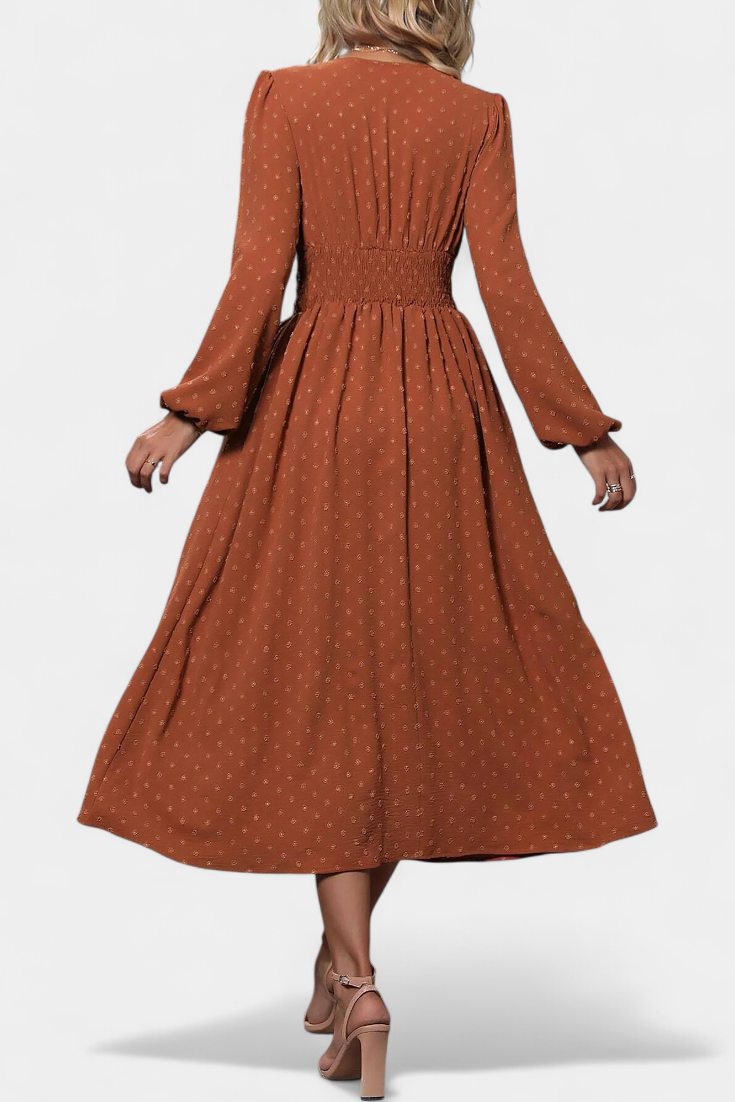Faela Robe Midi de Bureau à Pois Suisses