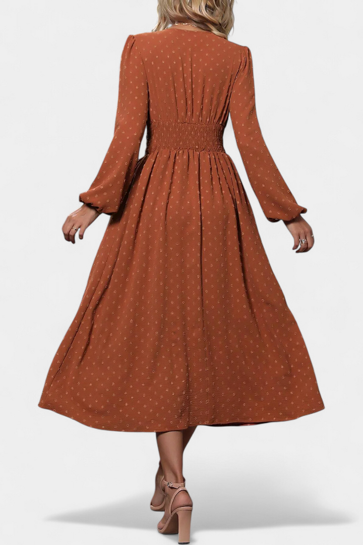 Faela Robe Midi de Bureau à Pois Suisses