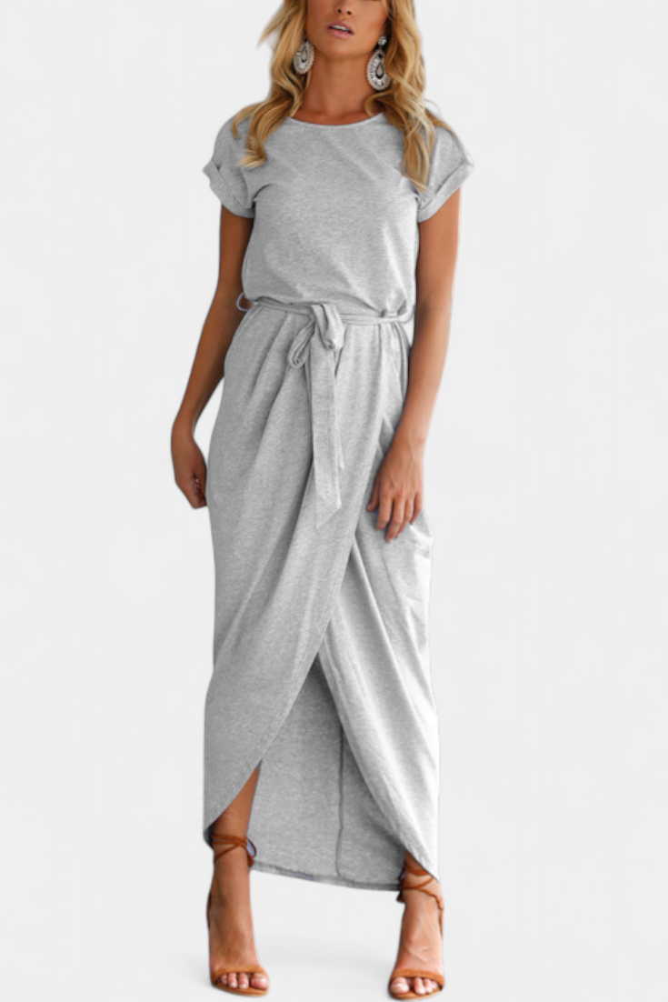 Robe Midi Enveloppante Clarissa avec Fente Latérale