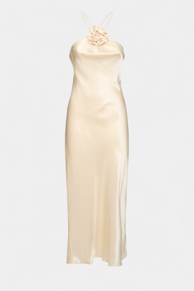 Robe Midi Halter Elvera avec Rosettes