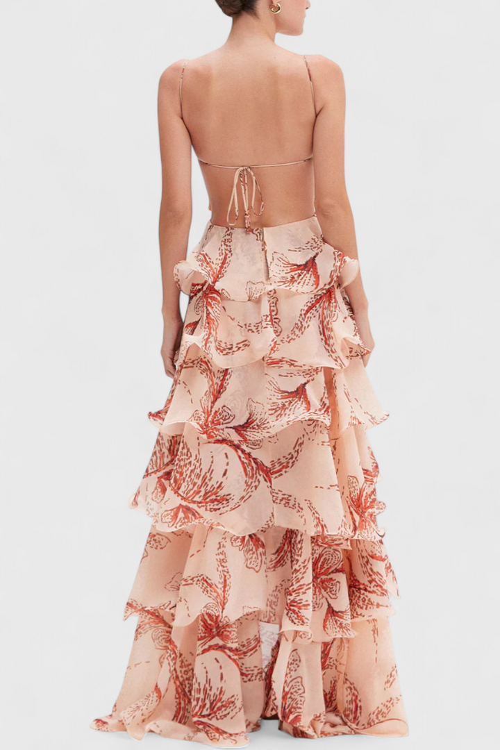 Robe Juliette avec Volants et Décolleté Bijou