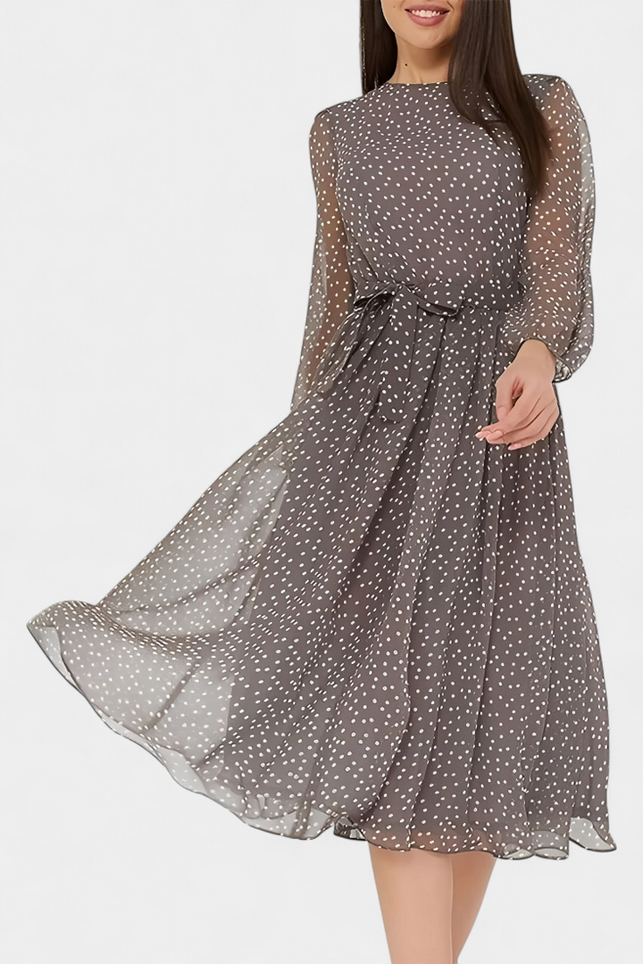 Robe Midi à Pois Cymene avec Manches Bouffantes