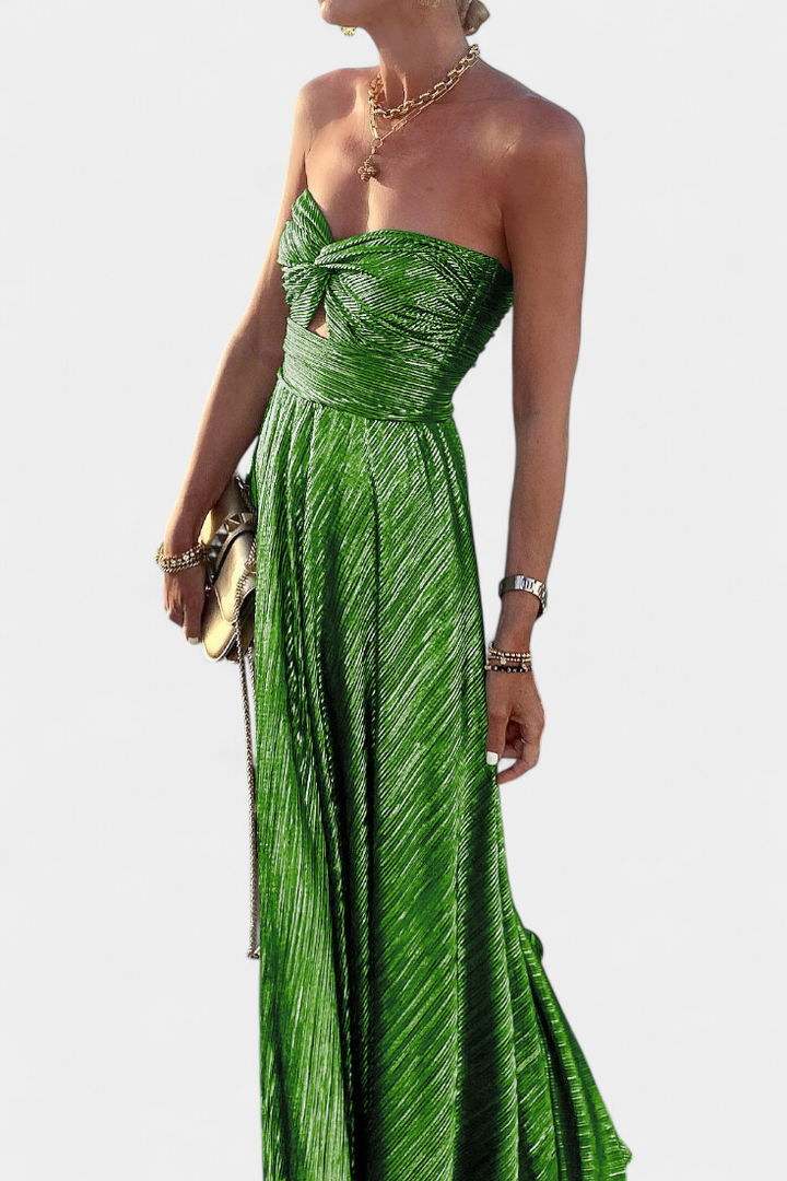 Robe Longue Sans Manches Onelia en Tissu Métallisé