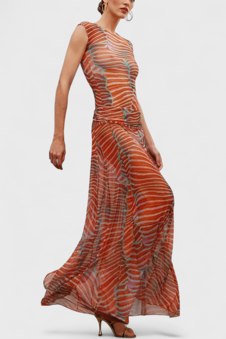 Silvina Ensemble Rétro en Maille avec Imprimé Wave et Coupe Fluide