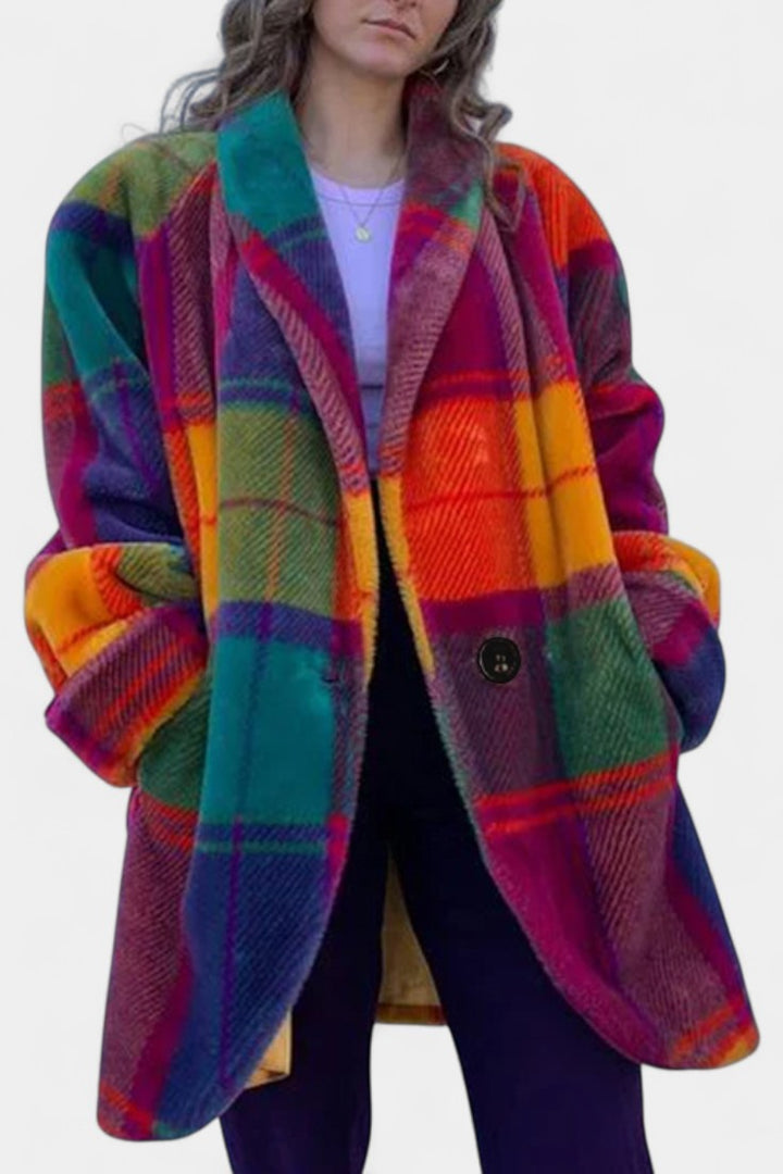 Glazel Manteau Oversized d'Hiver à Carreaux
