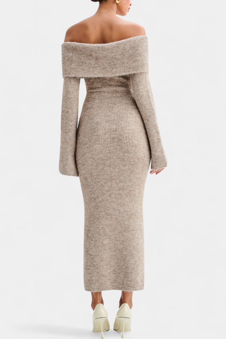 Robe Ajustée en Tricot Solsona à Une Épaule