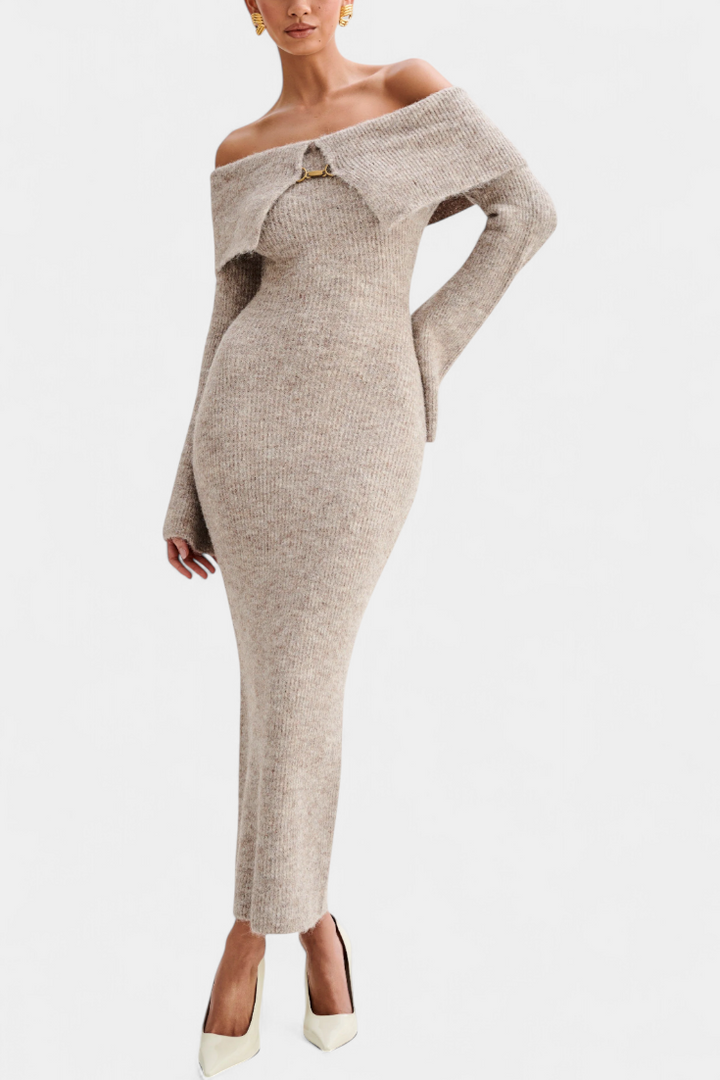 Robe Ajustée en Tricot Solsona à Une Épaule