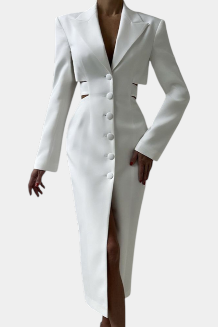 Robe Blazer Midi Bernice avec Découpe et Dos Découvert