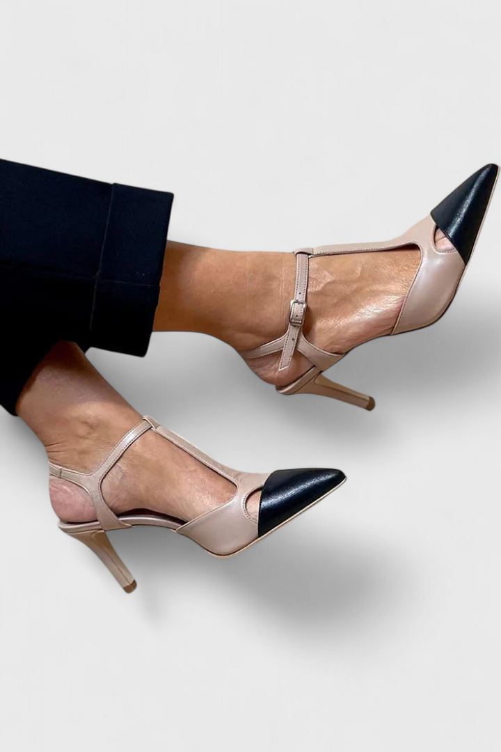 Letitia Talons Aiguilles avec Bout Pointu et Bride en T Color Block
