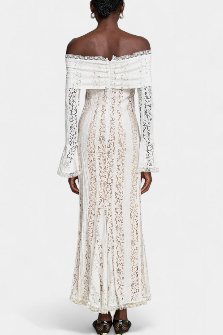 Robe Maxi Rosalie en Dentelle à Épaules Dégagées