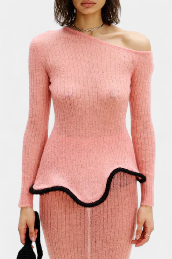 Conjunto de Jupe en Tricot avec Volants