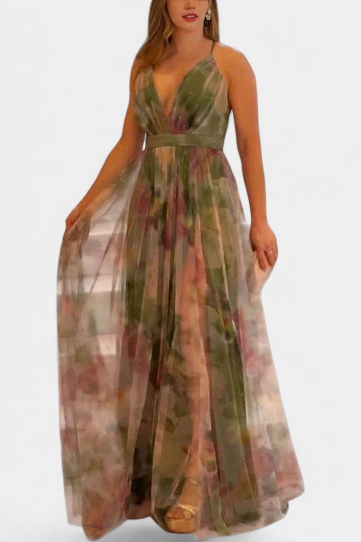 Robe Maxi Fleurie Ingrid avec Décolleté en V