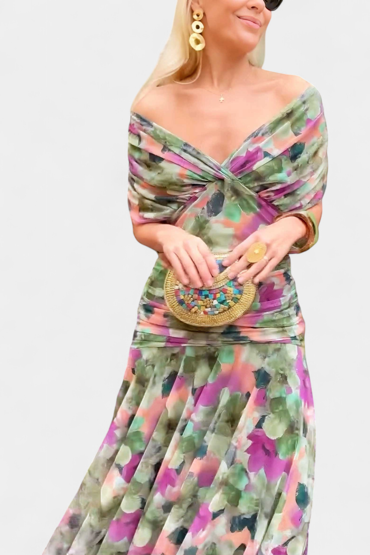 Alondra Robe Longue avec Imprimé Floral Fantaisie et Décolleté en V