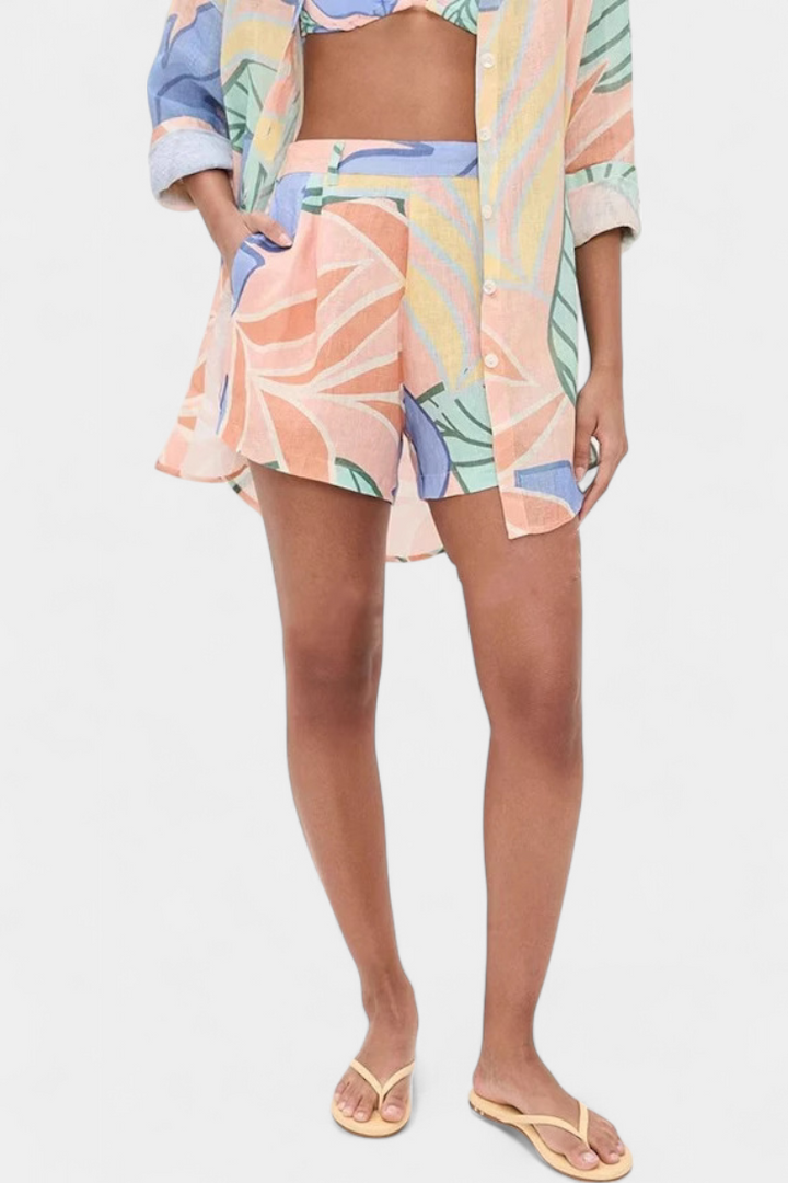 Lumina Ensemble Tropical avec Chemise Ample et Shorts Taille Haute