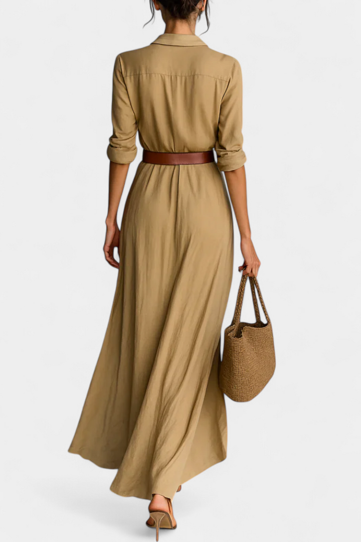 Robe Maxi Souline avec Col et Manches Longues
