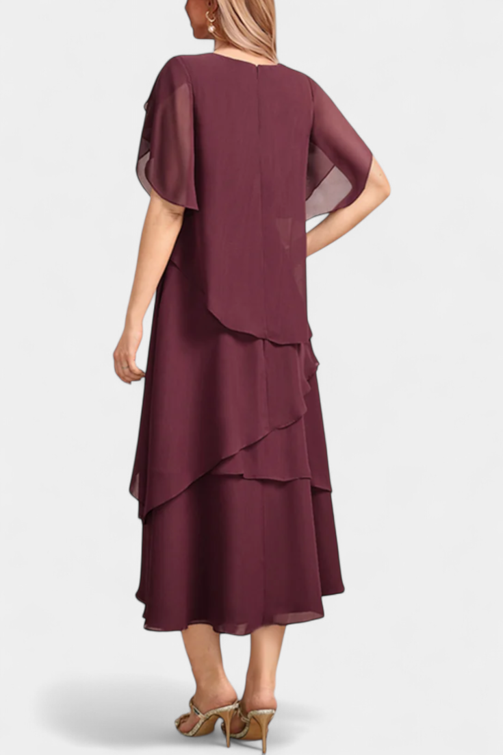 Robe Asymétrique en Chiffon Cornelia avec Silhouette Flottante
