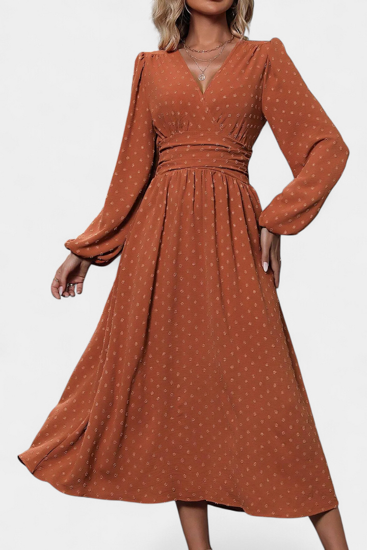 Faela Robe Midi de Bureau à Pois Suisses