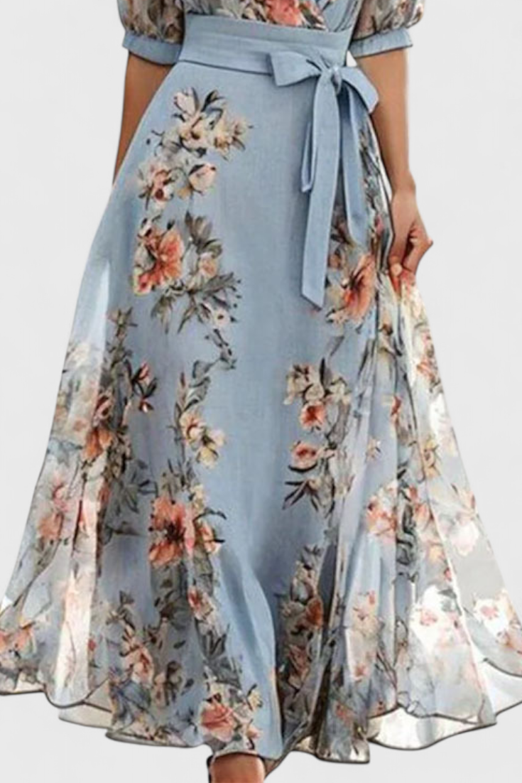 Robe Midi Fleurie Arlet avec Décolleté en V et Silhouette Féminine