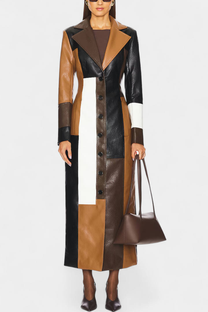 Trench en Cuir Patchwork Norelle