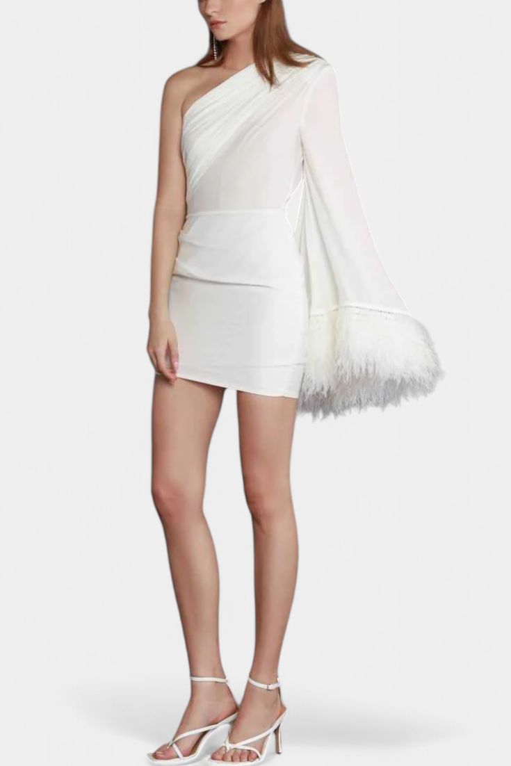 Robe Nivalis Ajustée avec Volants et Décolleté en V
