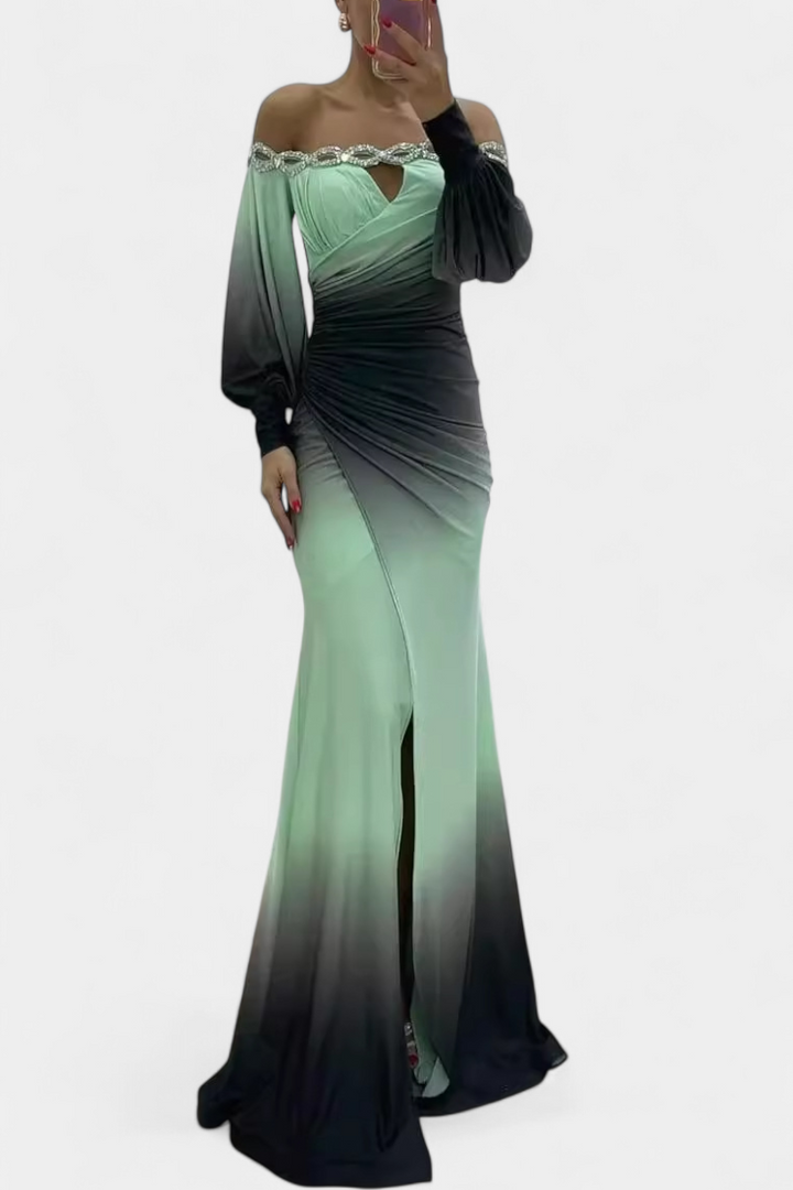 Robe Maxi Julitta Ombre avec Épaules Dégagées