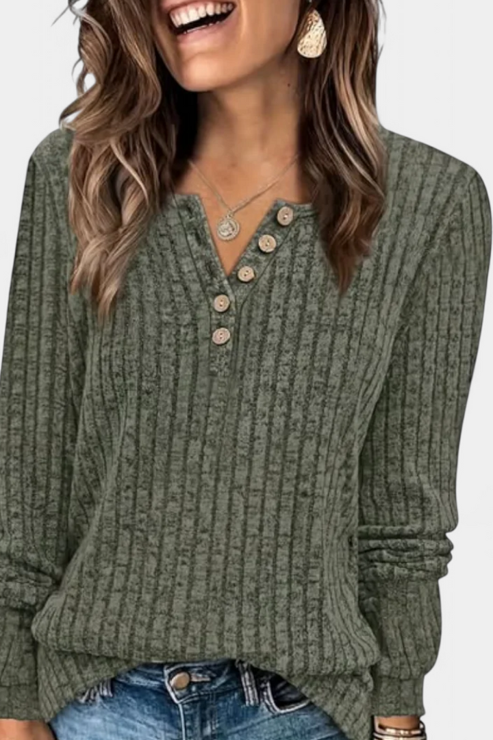 Pull à Boutons Birdie en Maille Côtelée