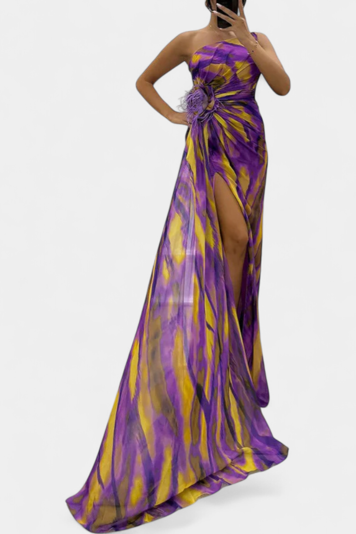 Robe Maxi Asymétrique Aylin avec Imprimé Vibrant