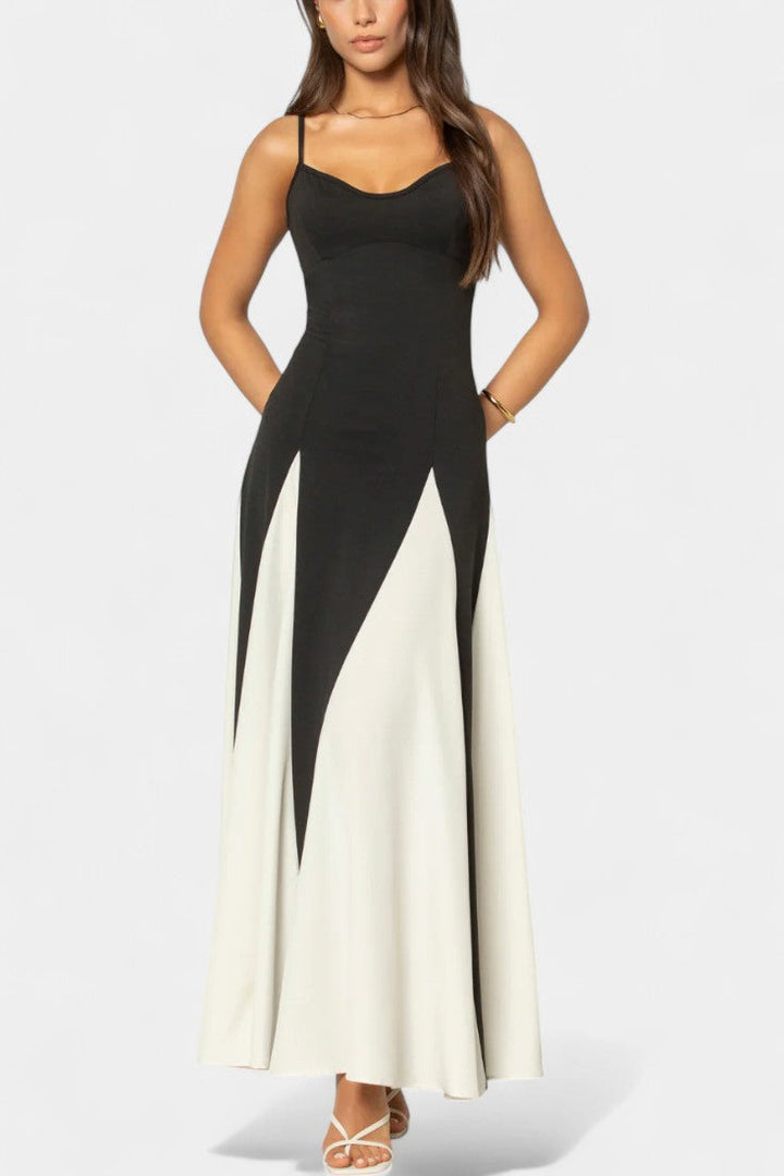 Robe Maxi Bicolore Catalina à Bretelles Fines