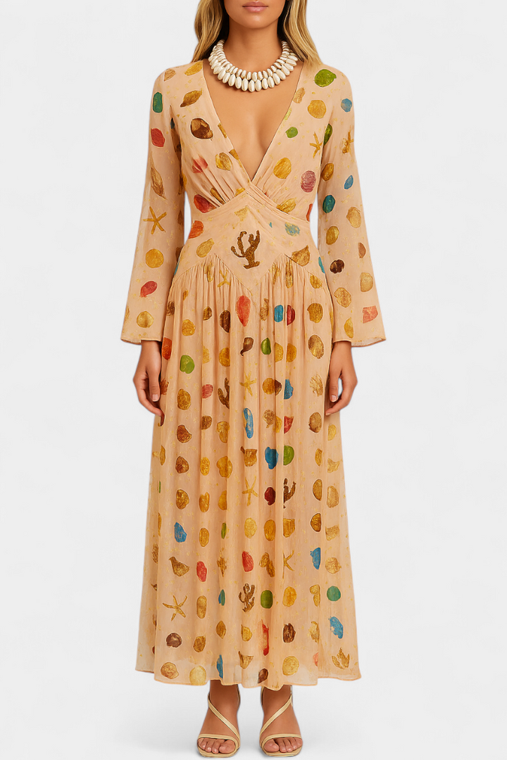 Robe Alvie Style Fée avec Imprimé de Coquillages