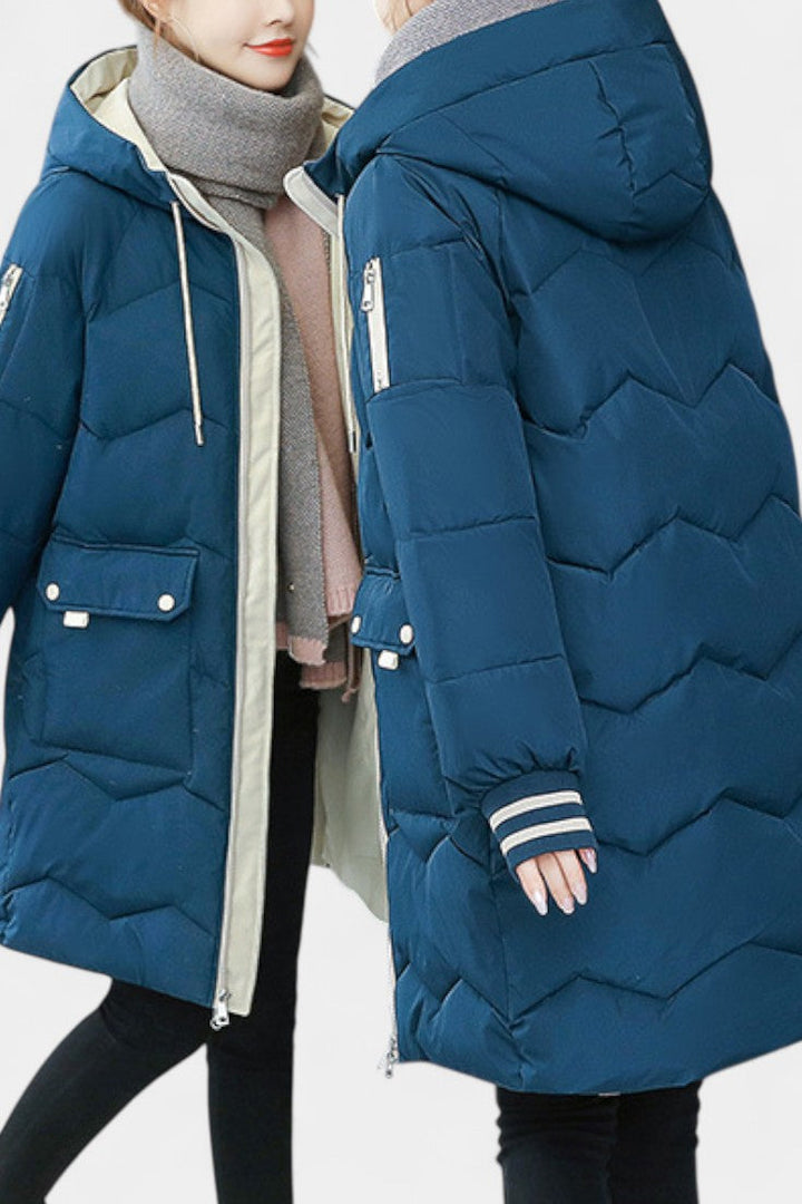 Belle Veste d'Hiver avec Fermeture Éclair et Capuche