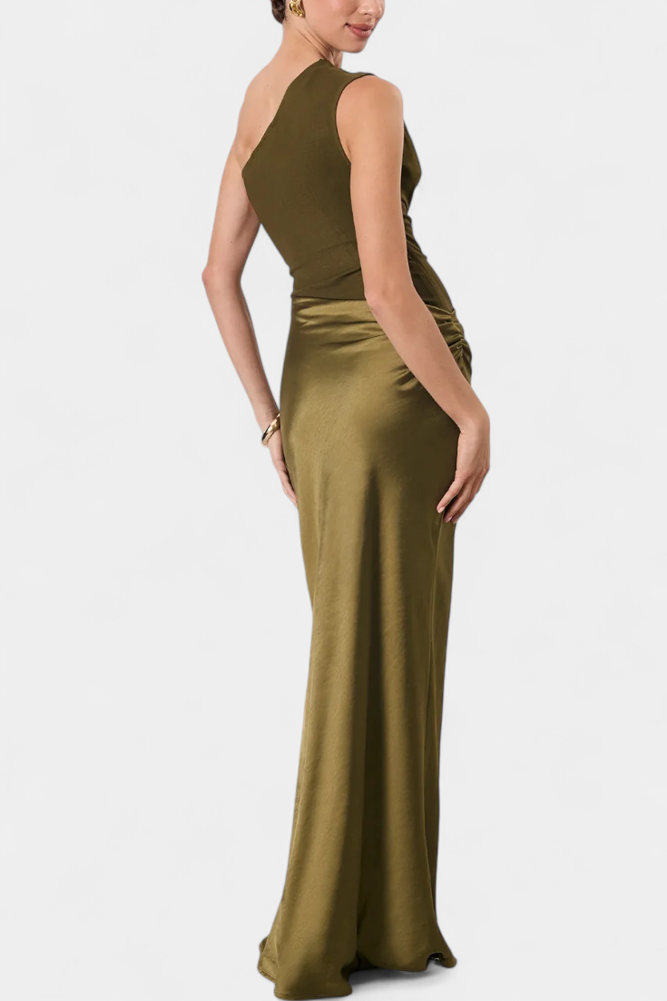 Robe de Soirée Longue Plissée Ottavia avec Décolleté Une Épaule