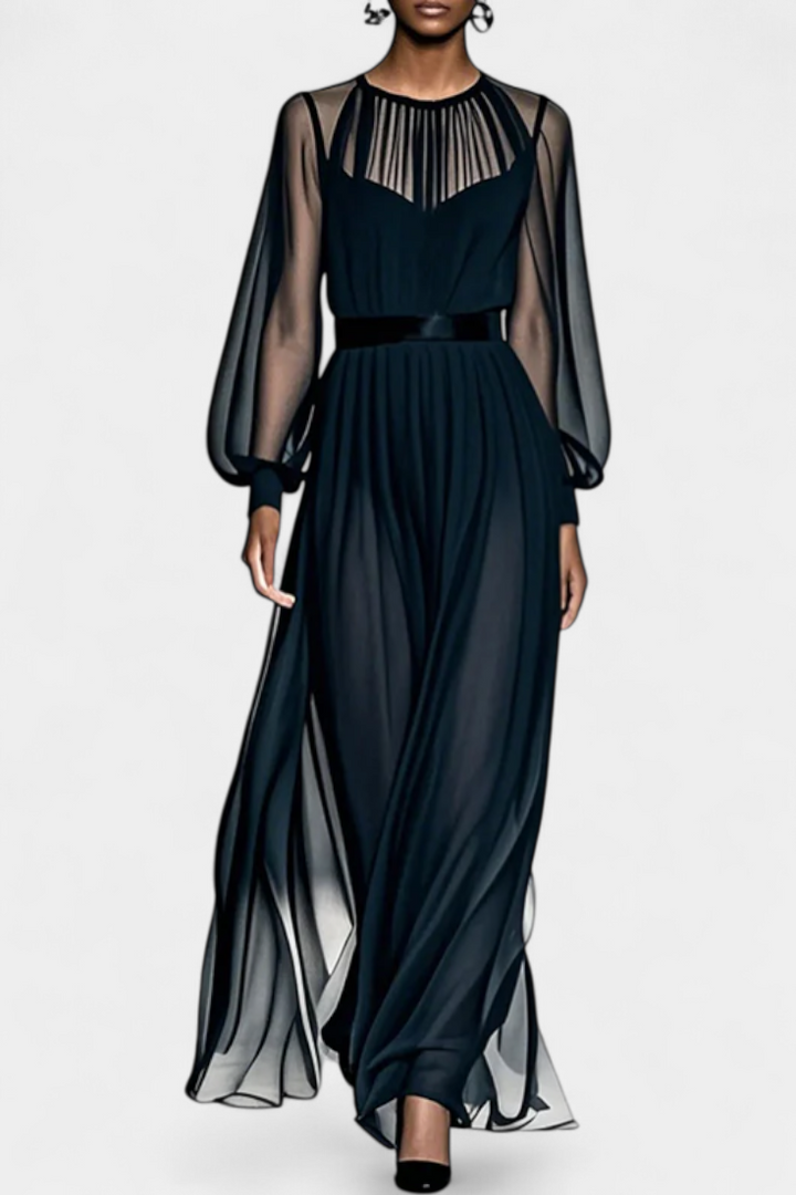 Robe Maxi en Gaze Plissée Aurelia