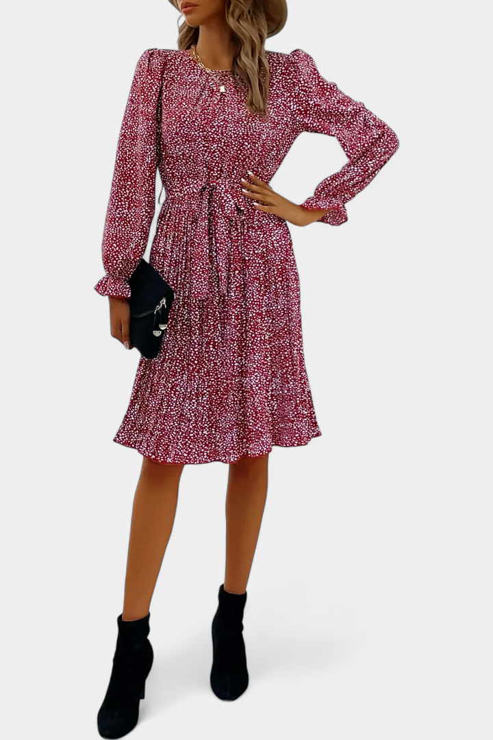 Evabeth Robe Midi Plissée Léopard