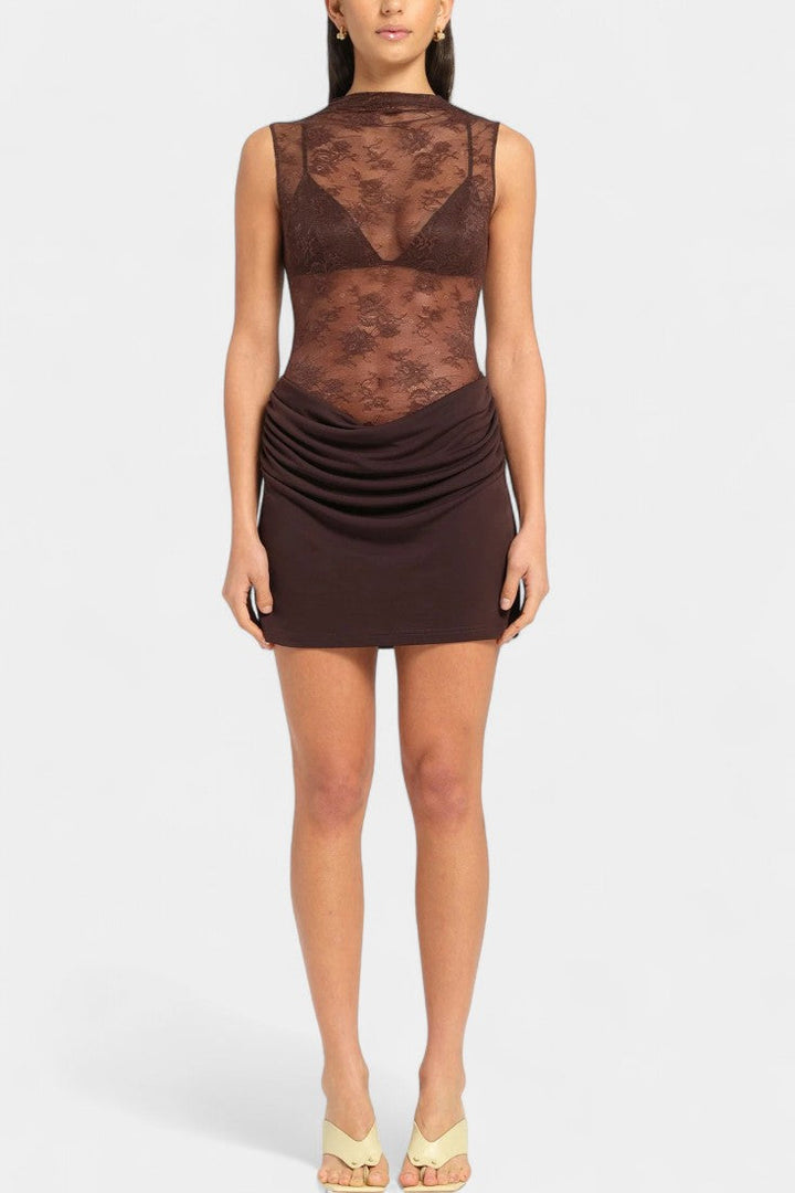 Nottola Robe Mini en Dentelle Sans Manches
