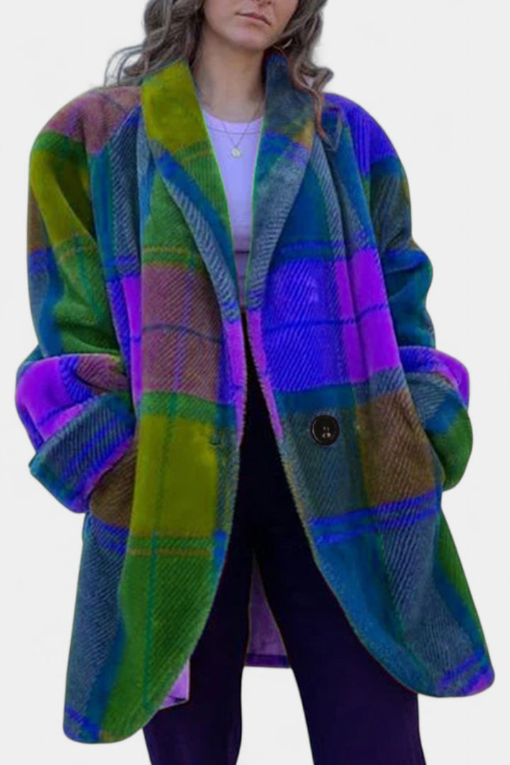 Glazel Manteau Oversized d'Hiver à Carreaux