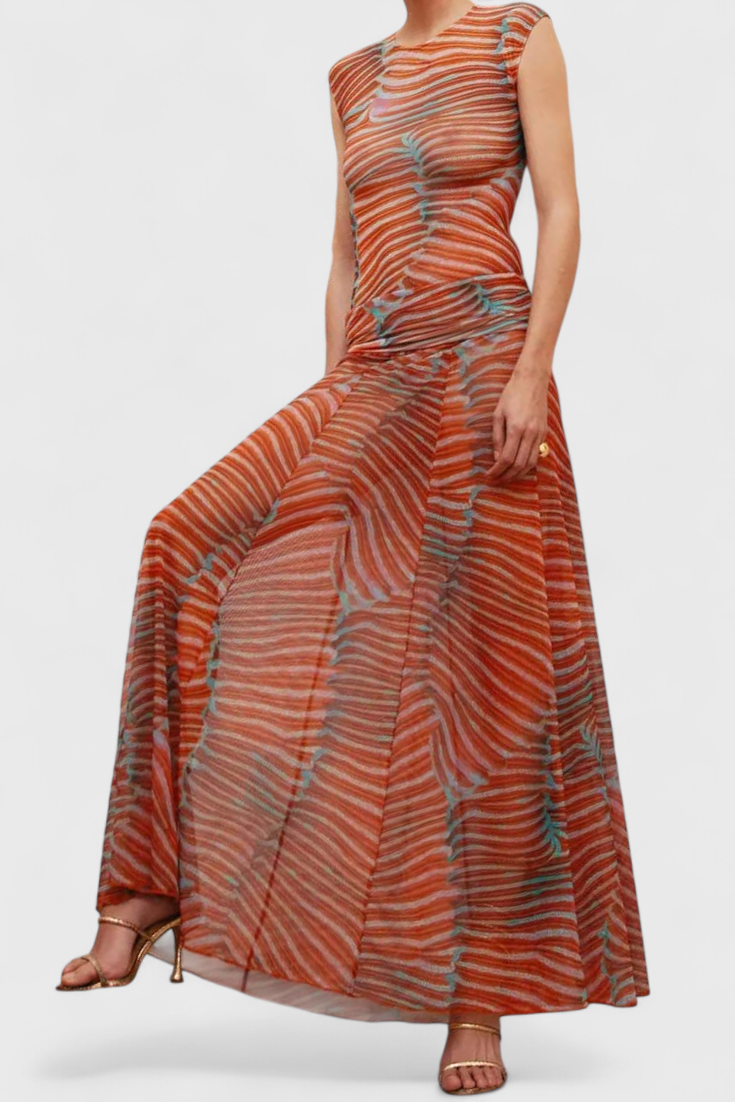 Silvina Ensemble Rétro en Maille avec Imprimé Wave et Coupe Fluide